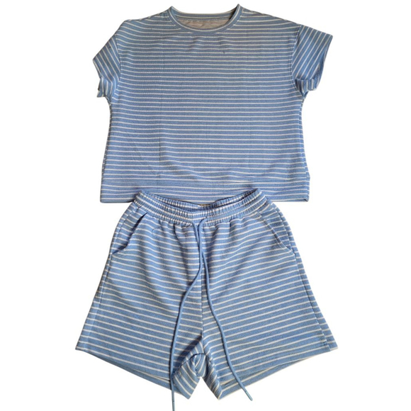 Women's pajama set shorts, short sleeve pockets size Medium - Picture 3 of 9